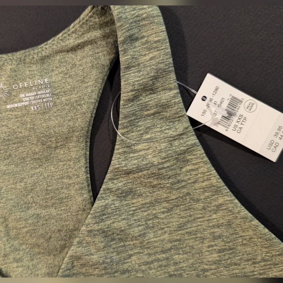 NWT OFFLINE Aerie v neck sports bra green heathered XXS - Picture 4 of 6